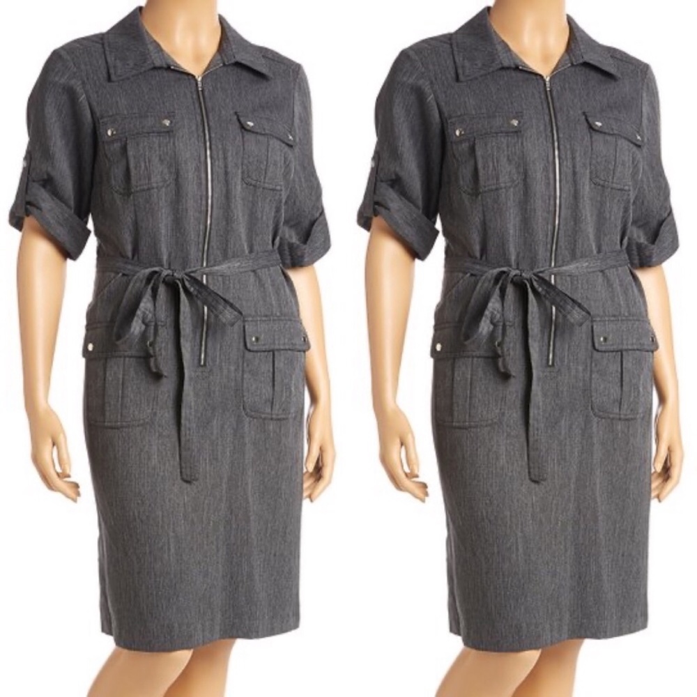 Shelby & Palmer denim gray blue jumper dress 10